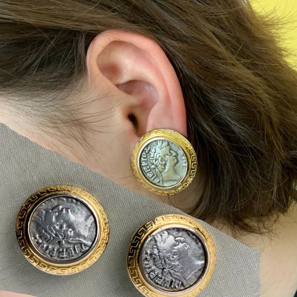 Premier Designs Jewelry - Vintage 80s Premier Designs Silver And Gold Tone Coin Clip On Earrings